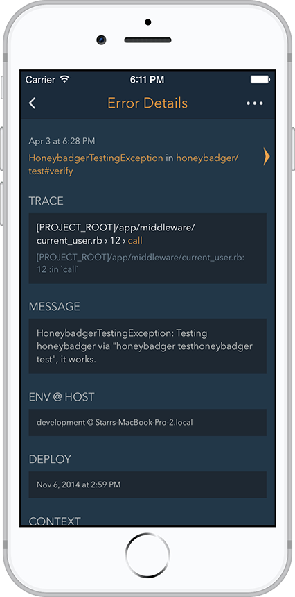 Honeybadger for iOS and Android