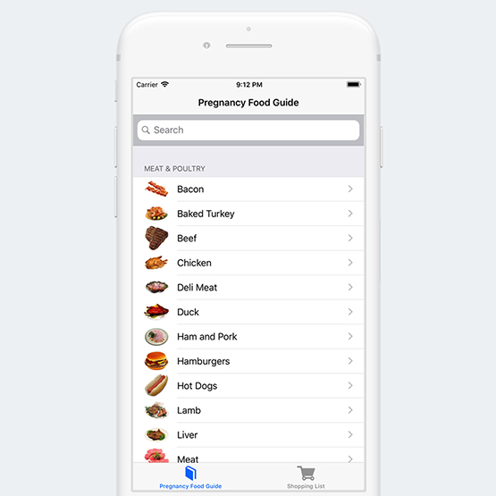 Pregnancy Food Guide iOS and Android